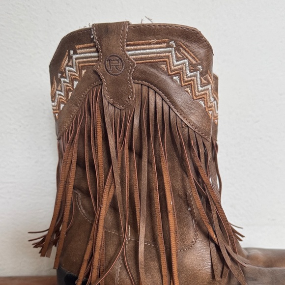 Roper Girls Brown Fringe Tassel Western Cowgirl Boots Little Kids 12 - Picture 4 of 9